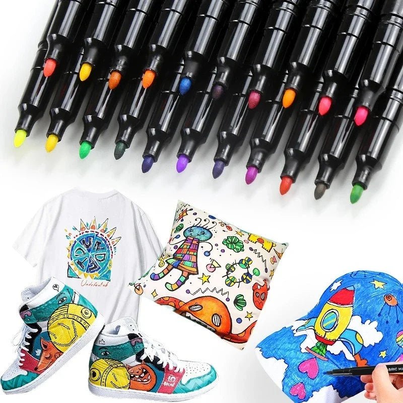 Lot de 12 feutres textile indélébiles - Mains Créatrices