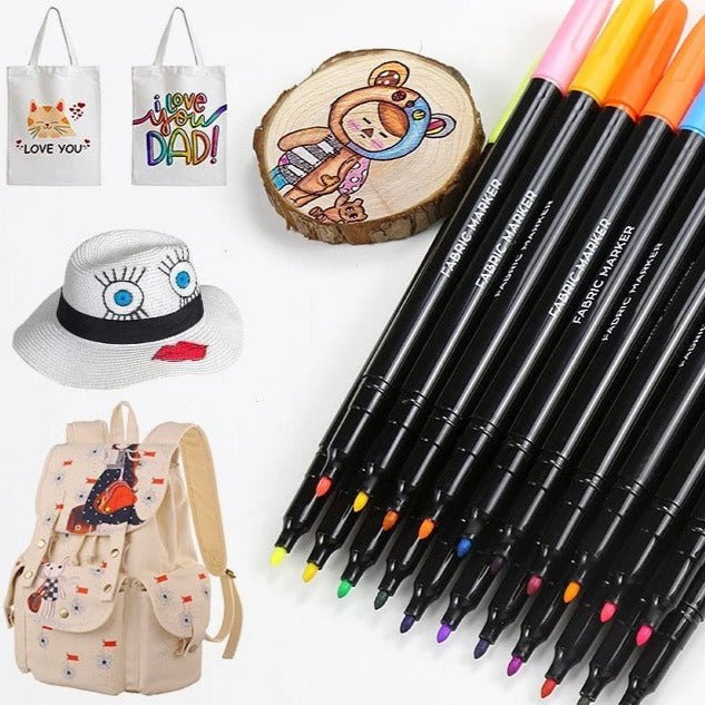 Lot de 12 feutres textile indélébiles - Mains Créatrices