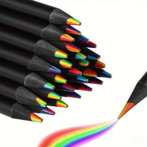 Crayons de couleur arc - en - ciel 7 teintes – Lot de 12 à 48 pièces - Mains Créatrices