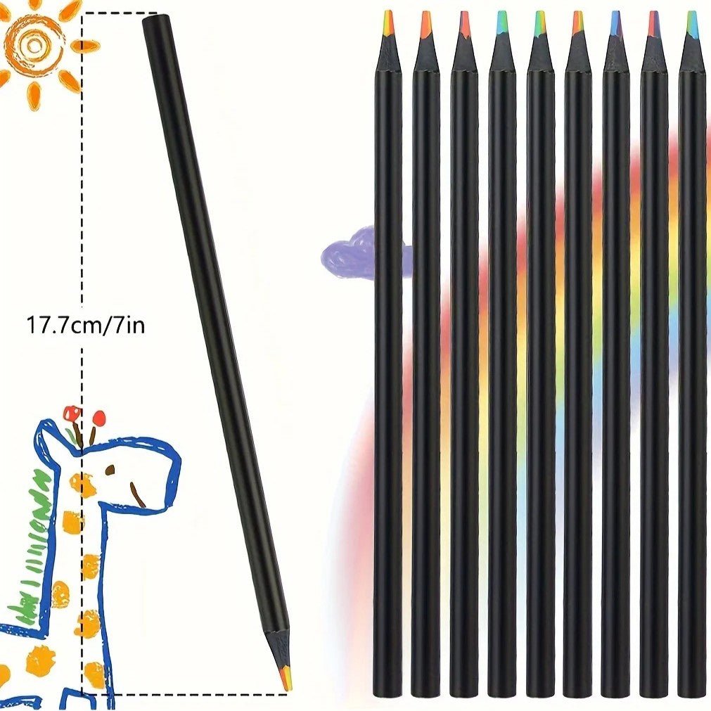Crayons de couleur arc - en - ciel 7 teintes – Lot de 12 à 48 pièces - Mains Créatrices
