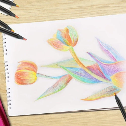 Crayons de couleur arc - en - ciel 7 teintes – Lot de 12 à 48 pièces - Mains Créatrices