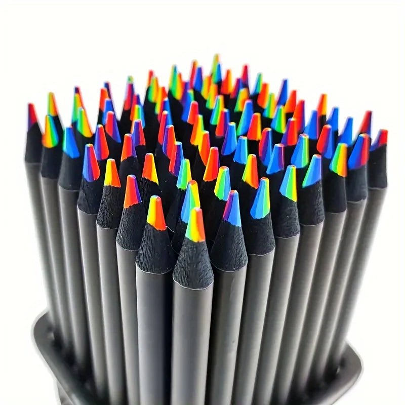 Crayons de couleur arc - en - ciel 7 teintes – Lot de 12 à 48 pièces - Mains Créatrices