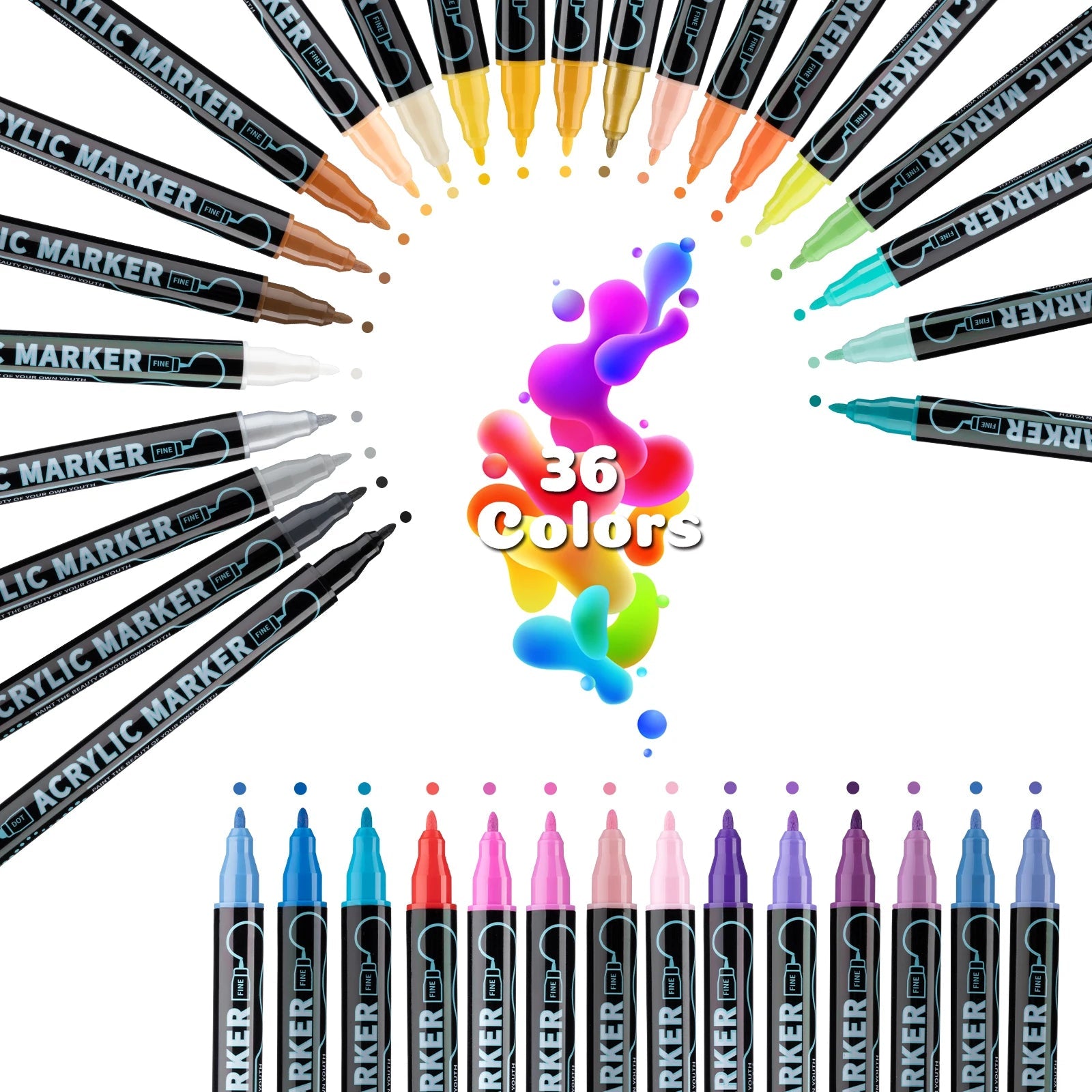 Feutres Peinture Acrylique Double Pointe – 12 à 48 Couleurs - Mains Créatrices