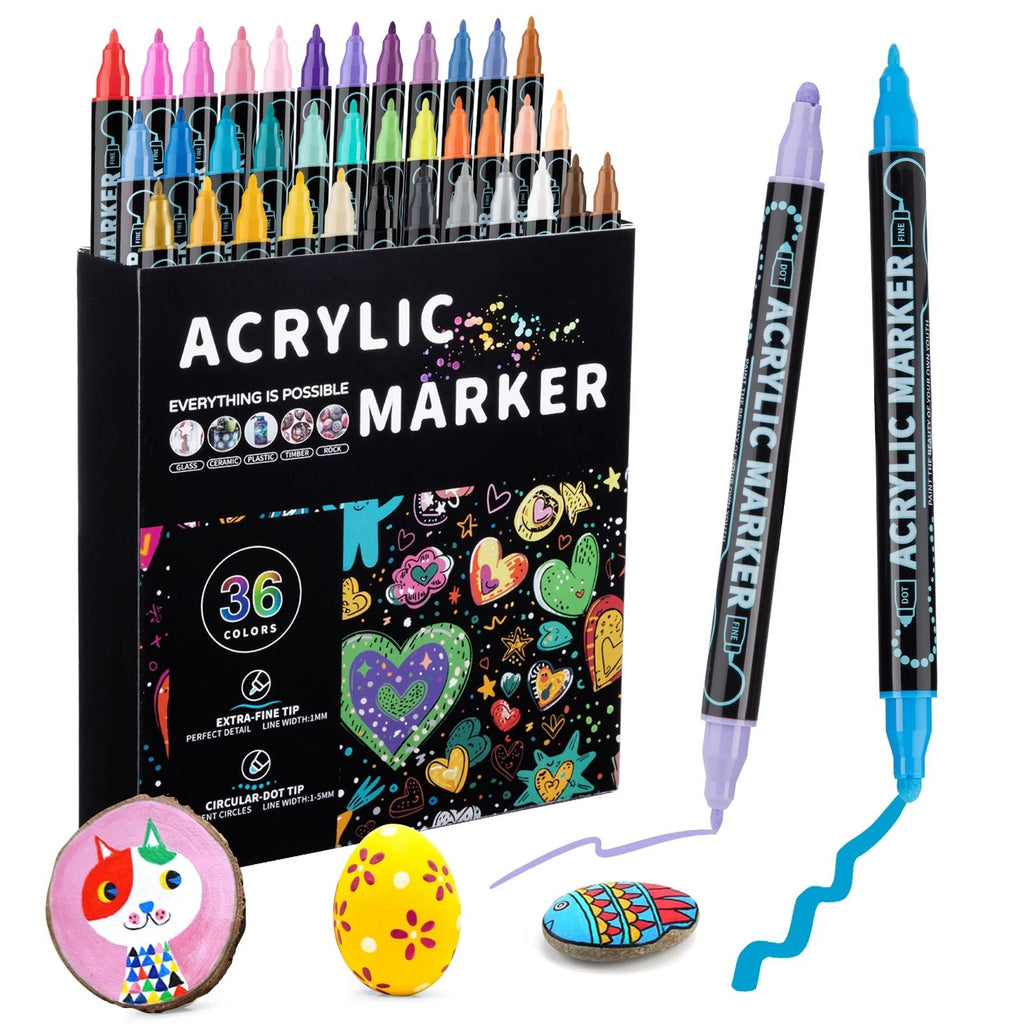 Feutres Peinture Acrylique Double Pointe – 12 à 48 Couleurs - Mains Créatrices