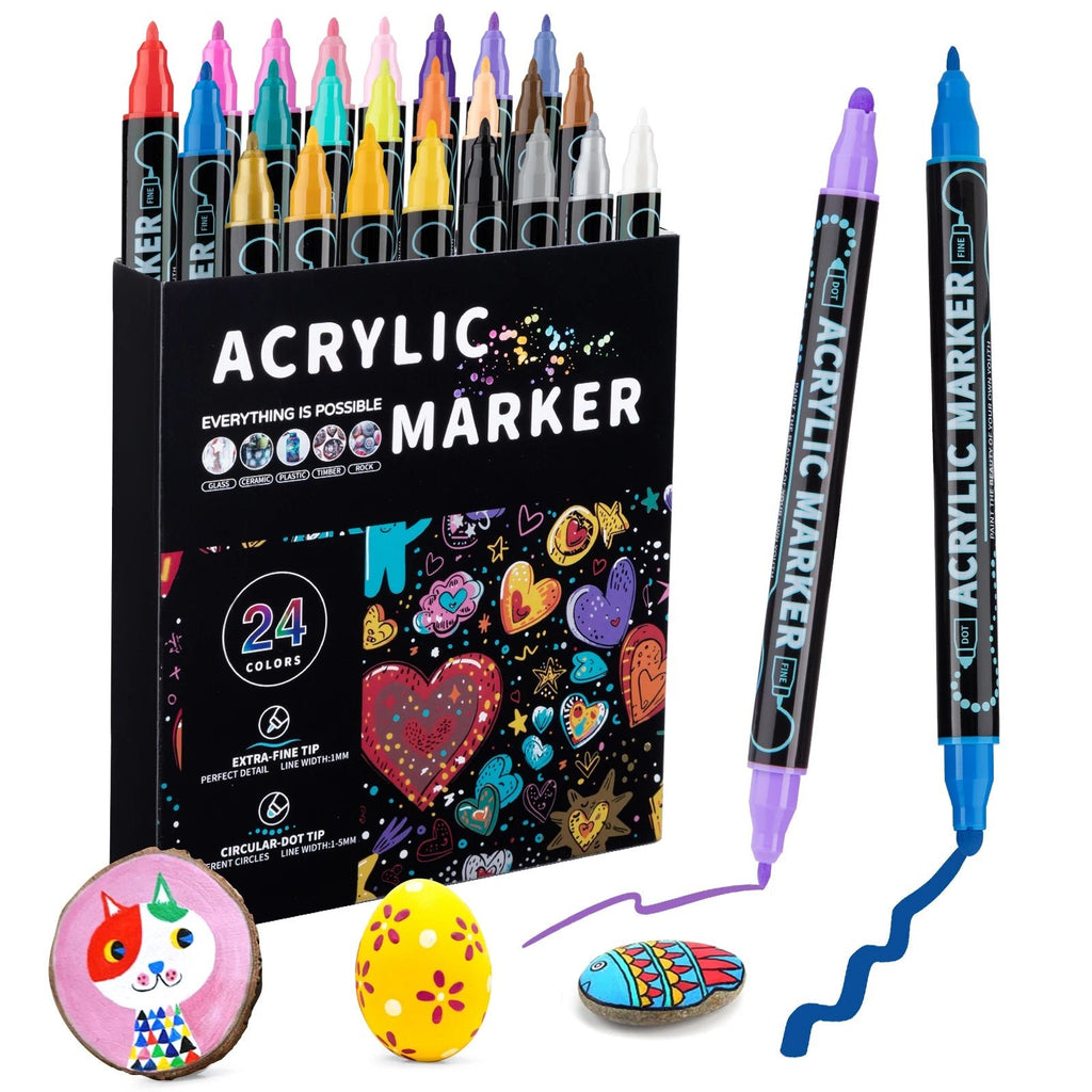 Feutres Peinture Acrylique Double Pointe – 12 à 48 Couleurs - Mains Créatrices