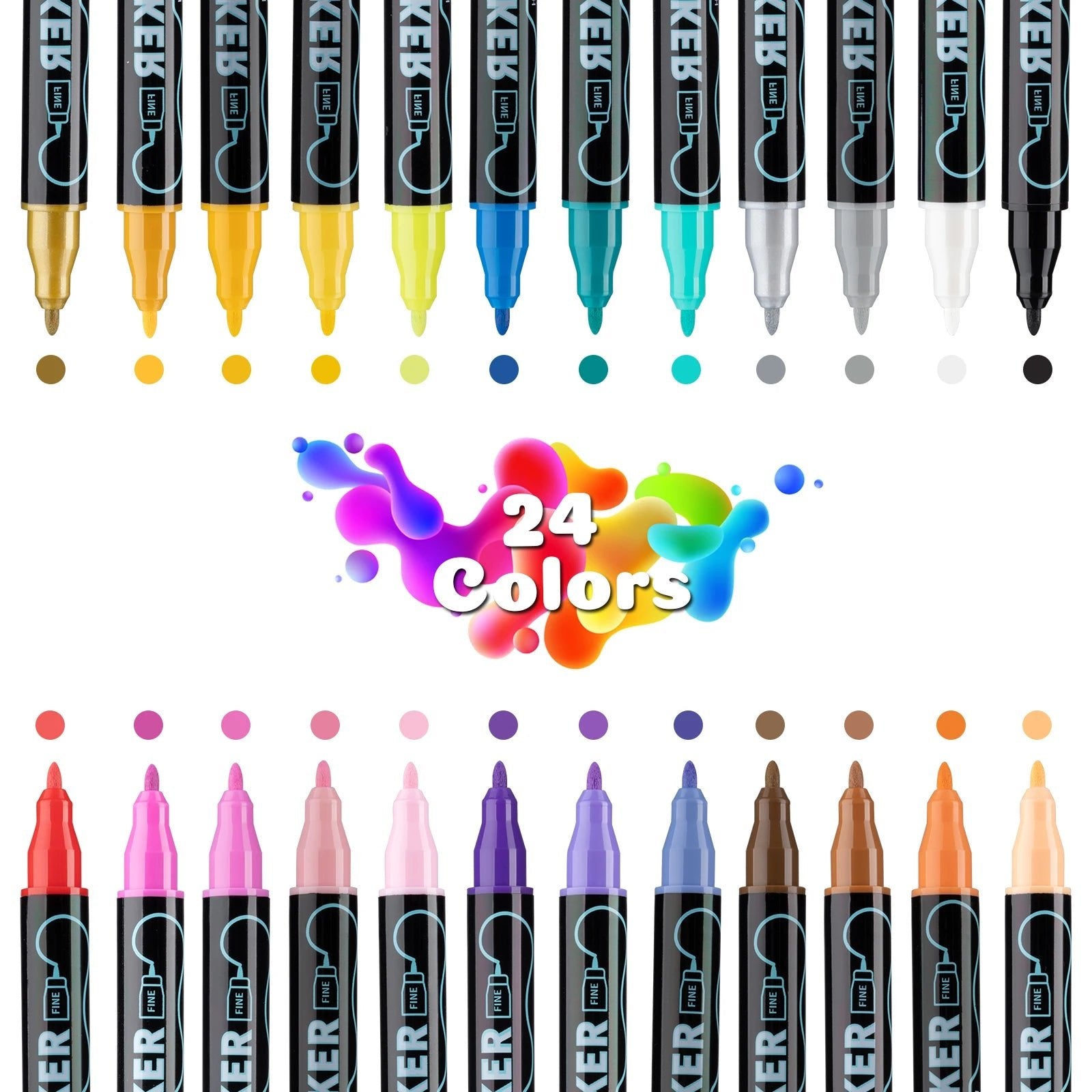 Feutres Peinture Acrylique Double Pointe – 12 à 48 Couleurs - Mains Créatrices
