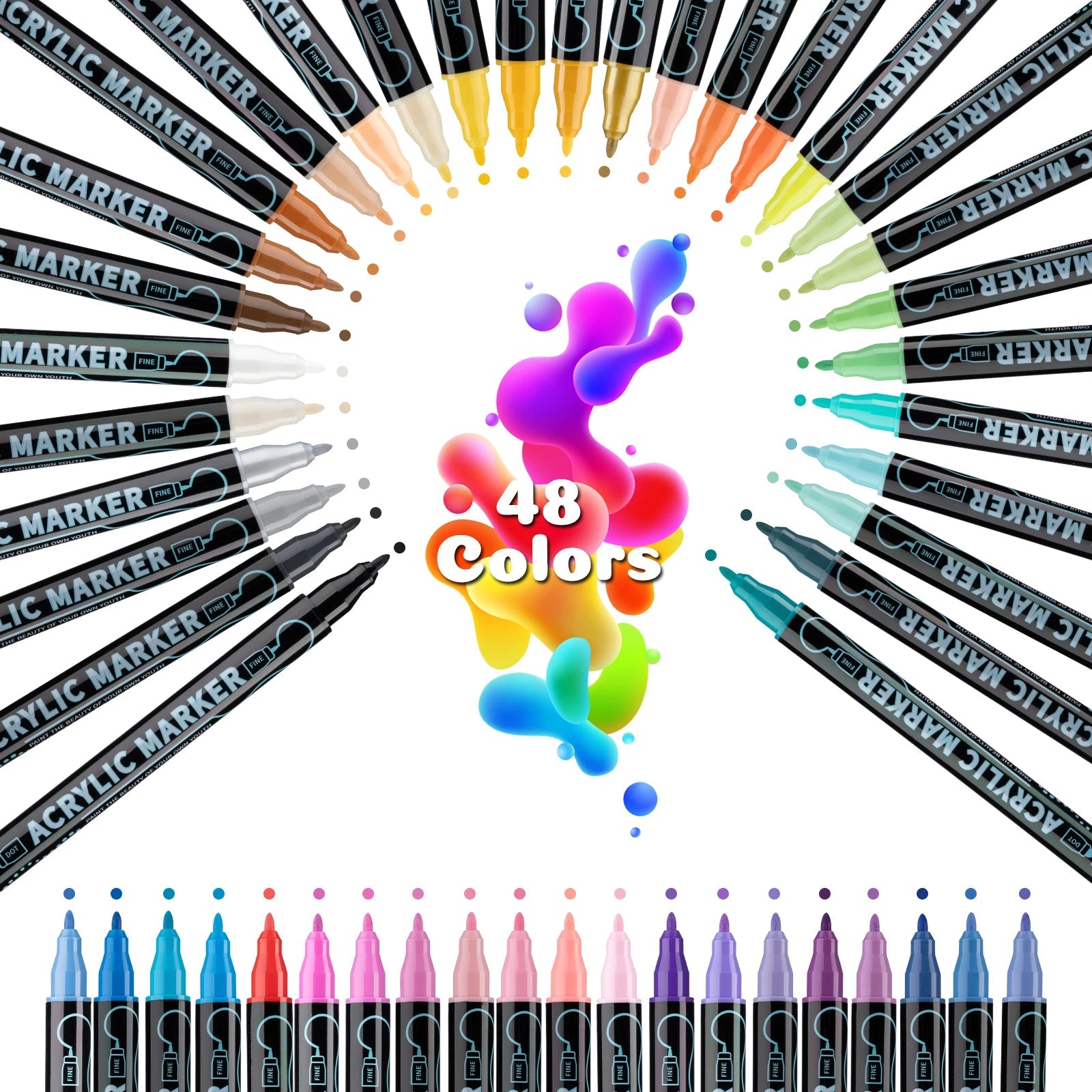 Feutres Peinture Acrylique Double Pointe – 12 à 48 Couleurs - Mains Créatrices