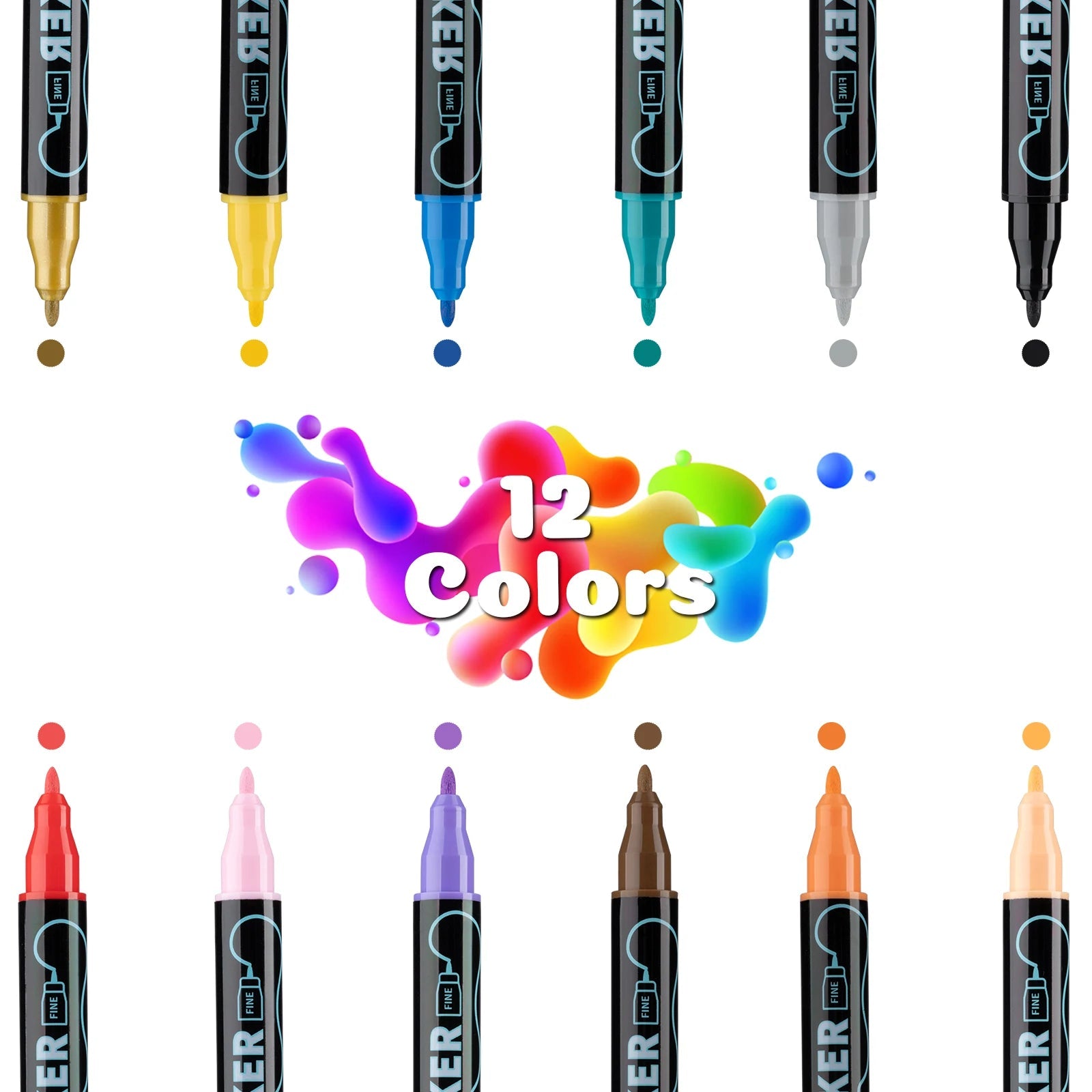 Feutres Peinture Acrylique Double Pointe – 12 à 48 Couleurs - Mains Créatrices