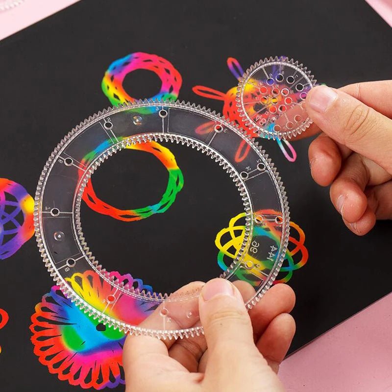 Kit dessin spirographe spirale magique – Papier arc - en - ciel à gratter (10 à 33 pcs) - Mains Créatrices