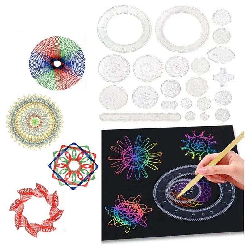 Kit dessin spirographe spirale magique – Papier arc - en - ciel à gratter (10 à 33 pcs) - Mains Créatrices