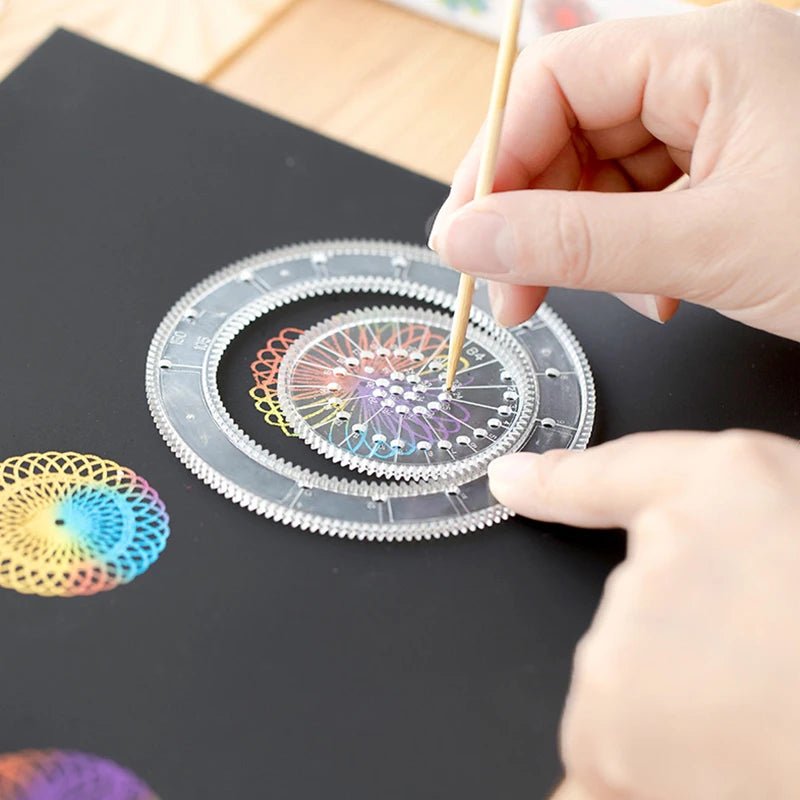 Kit dessin spirographe spirale magique – Papier arc - en - ciel à gratter (10 à 33 pcs) - Mains Créatrices