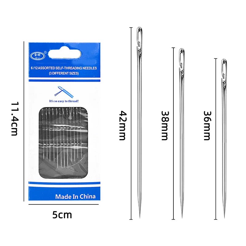 Lot de 12 - 24 aiguilles à coudre auto - enfilantes en inox - Mains Créatrices