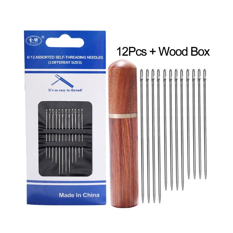 Lot de 12 - 24 aiguilles à coudre auto - enfilantes en inox - Mains Créatrices