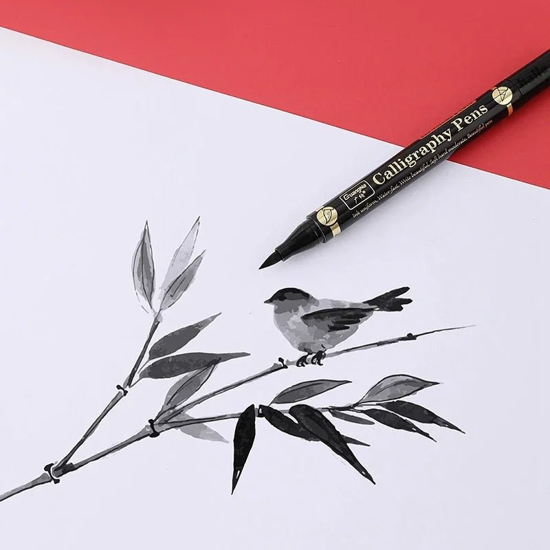 Lot de 3 stylos double pointe noirs pour calligraphie - Mains Créatrices