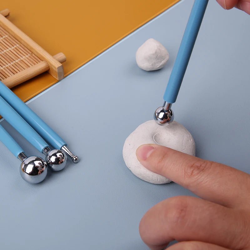 Lot de 4 stylos embosseurs double tête à boule inox - Mains Créatrices
