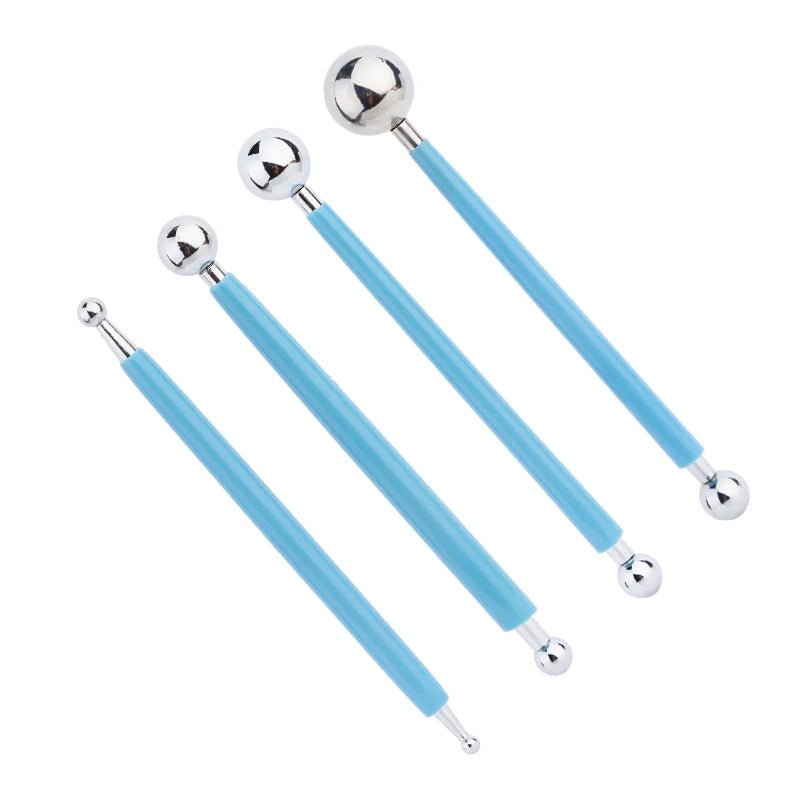 Lot de 4 stylos embosseurs double tête à boule inox - Mains Créatrices