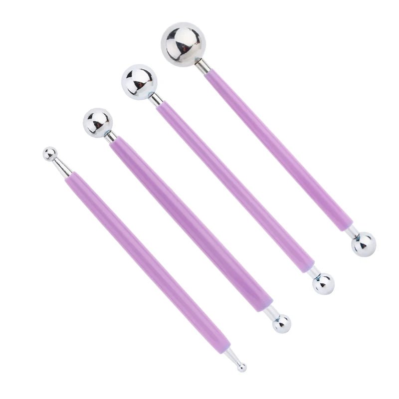 Lot de 4 stylos embosseurs double tête à boule inox - Mains Créatrices