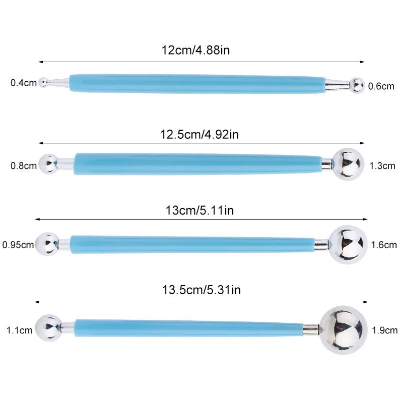 Lot de 4 stylos embosseurs double tête à boule inox - Mains Créatrices