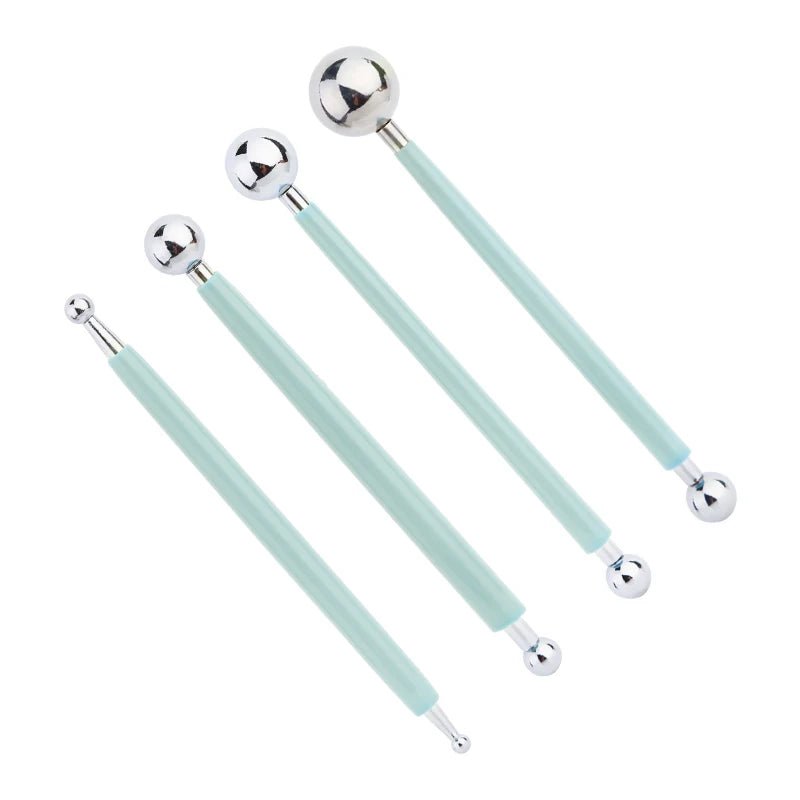 Lot de 4 stylos embosseurs double tête à boule inox - Mains Créatrices