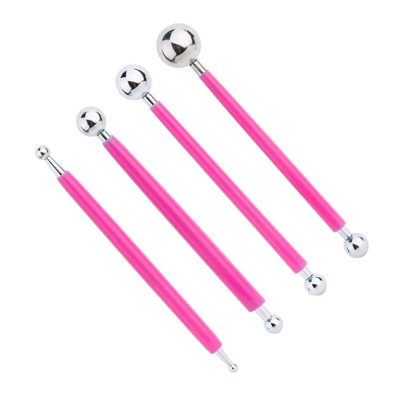 Lot de 4 stylos embosseurs double tête à boule inox - Mains Créatrices