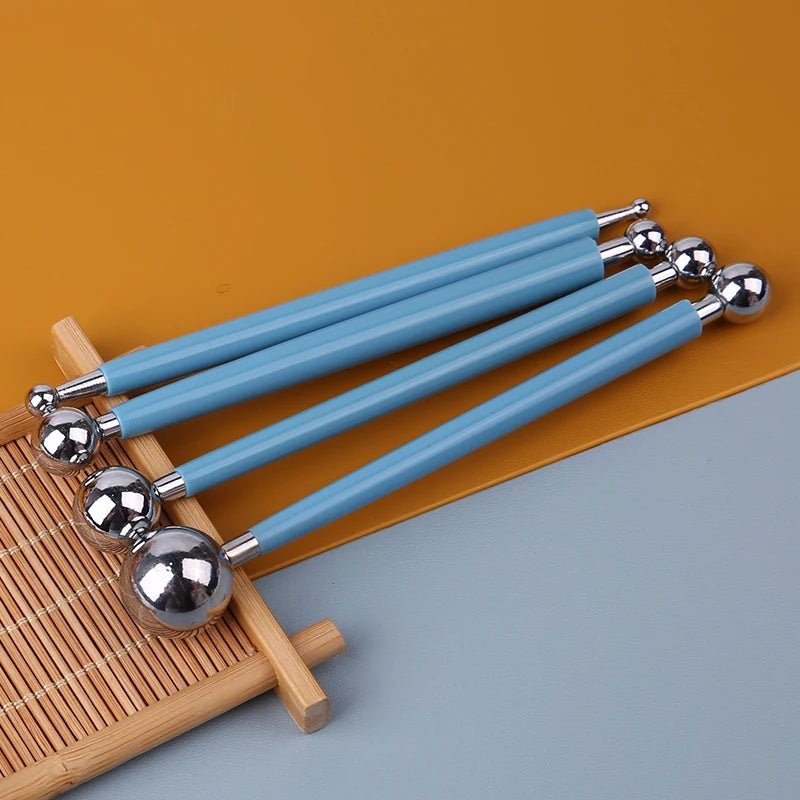 Lot de 4 stylos embosseurs double tête à boule inox - Mains Créatrices