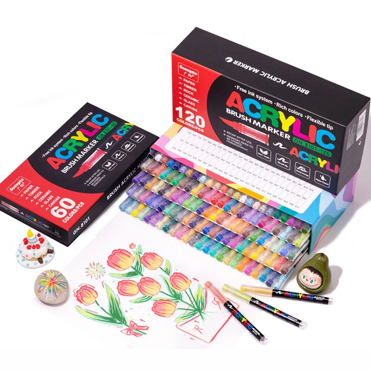 Lot de marqueurs acryliques 12 à 168 couleurs - Mains Créatrices