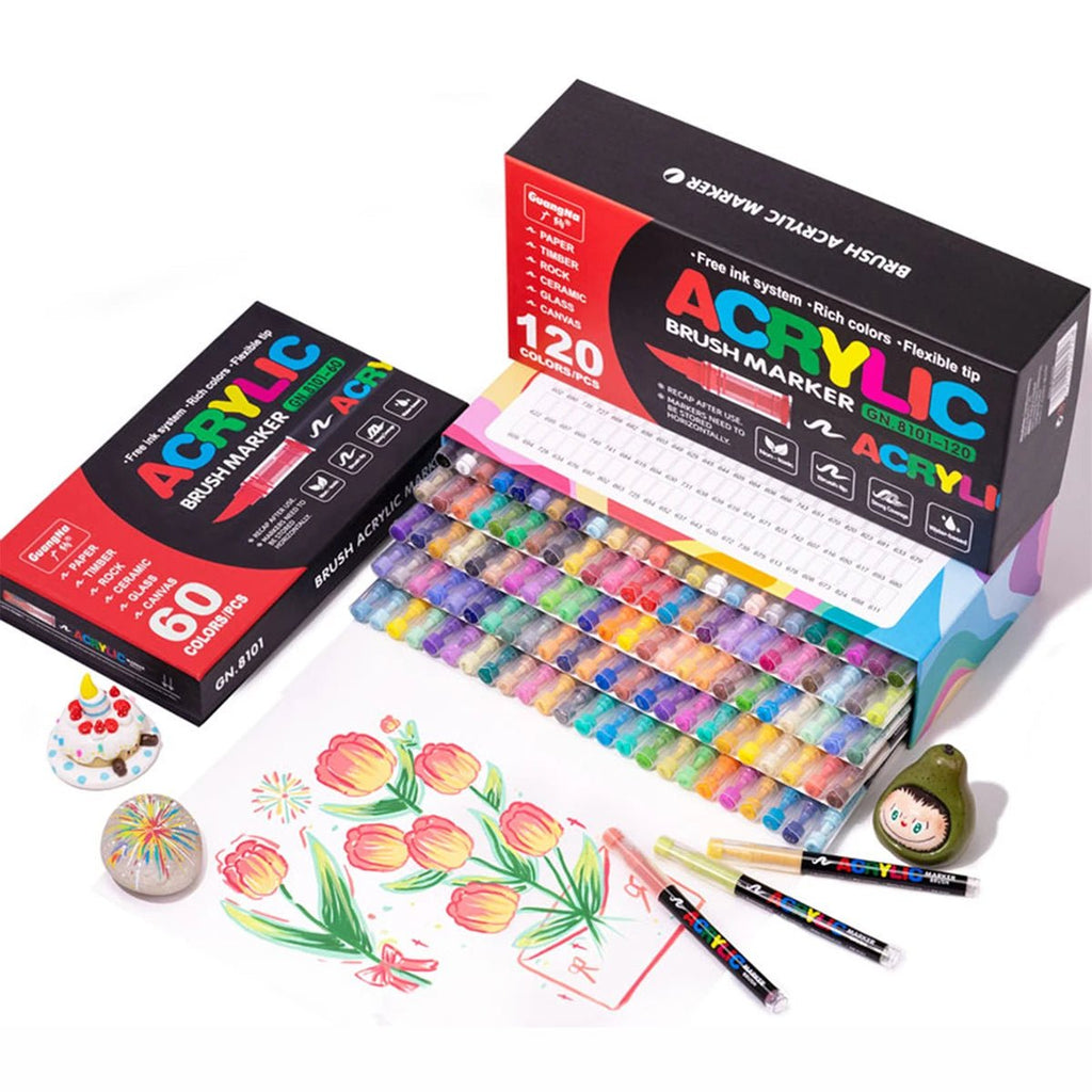 Lot de marqueurs acryliques 12 à 168 couleurs - Mains Créatrices