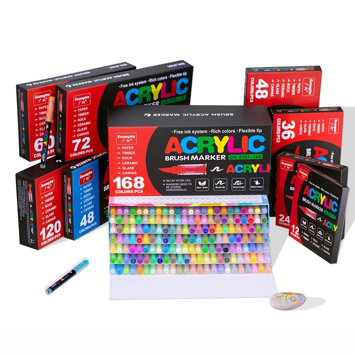Lot de marqueurs acryliques 12 à 168 couleurs - Mains Créatrices