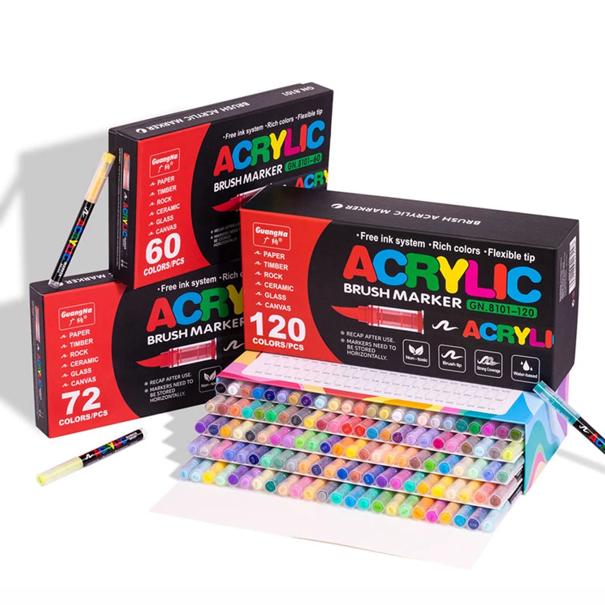 Lot de marqueurs acryliques 12 à 168 couleurs - Mains Créatrices