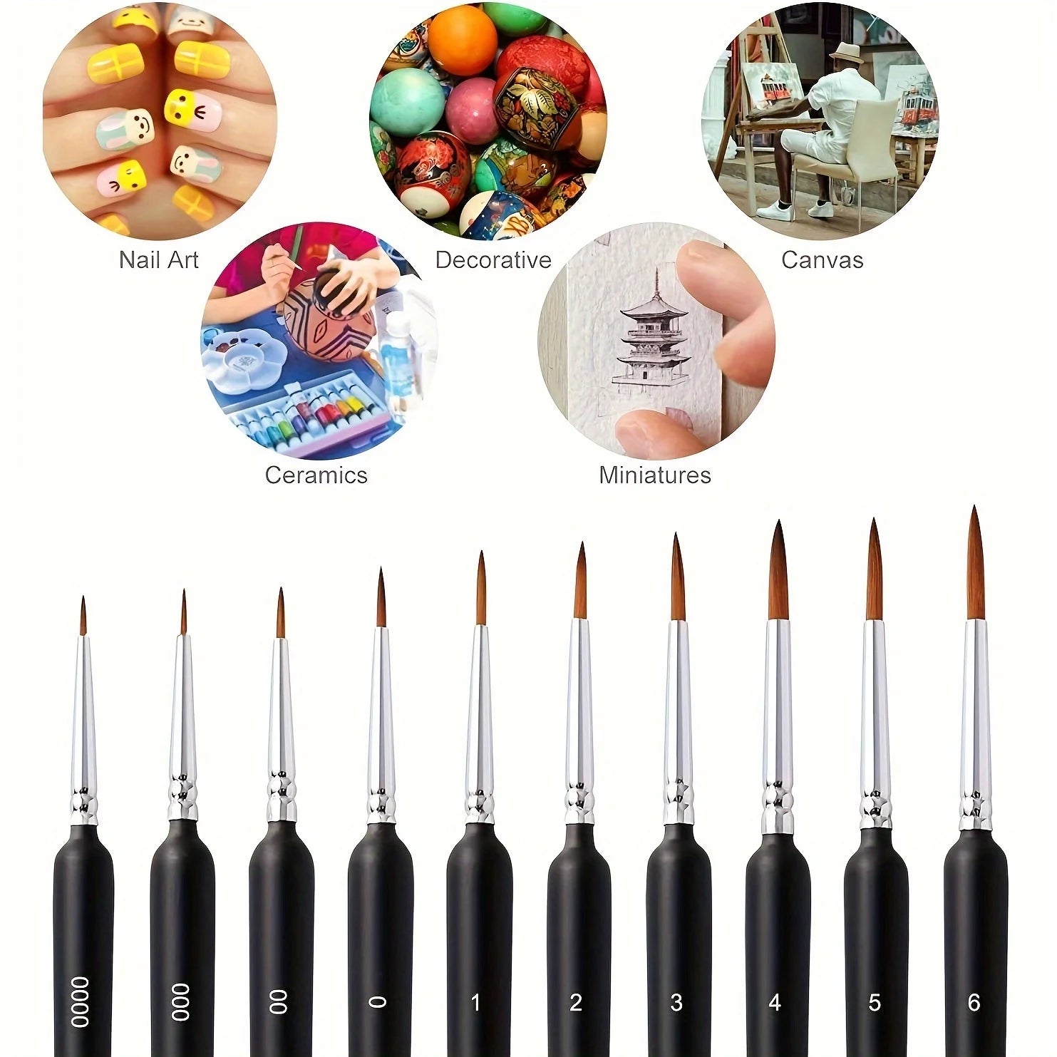 Lot de pinceaux fins de précision avec manche ergonomique - Mains Créatrices
