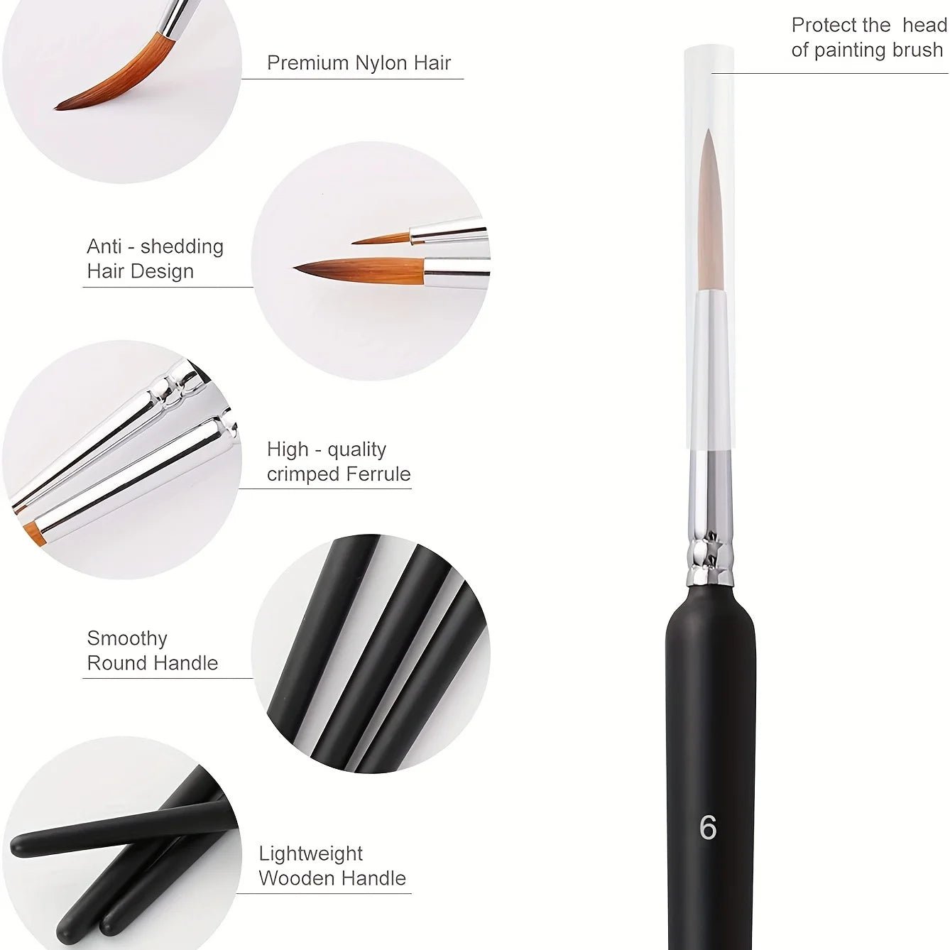 Lot de pinceaux fins de précision avec manche ergonomique - Mains Créatrices