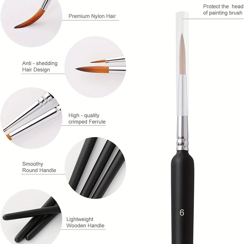 Lot de pinceaux fins de précision avec manche ergonomique - Mains Créatrices