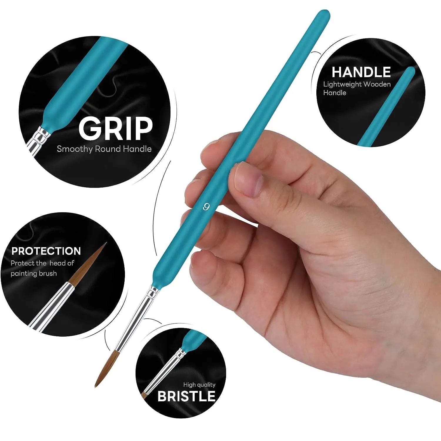 Lot de pinceaux fins de précision avec manche ergonomique - Mains Créatrices