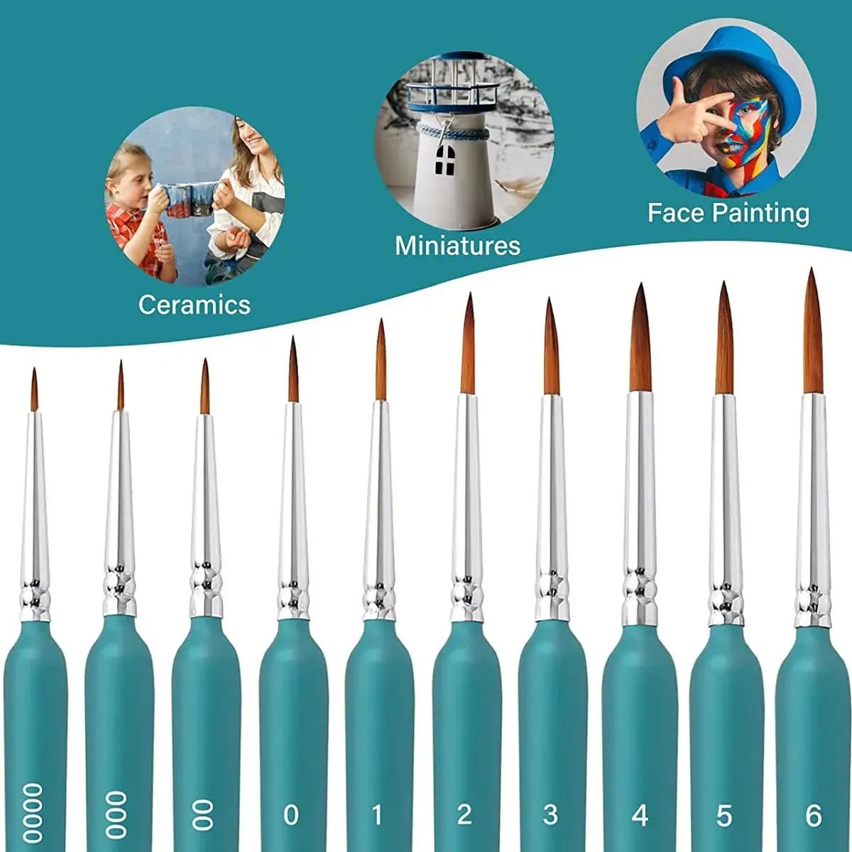 Lot de pinceaux fins de précision avec manche ergonomique - Mains Créatrices