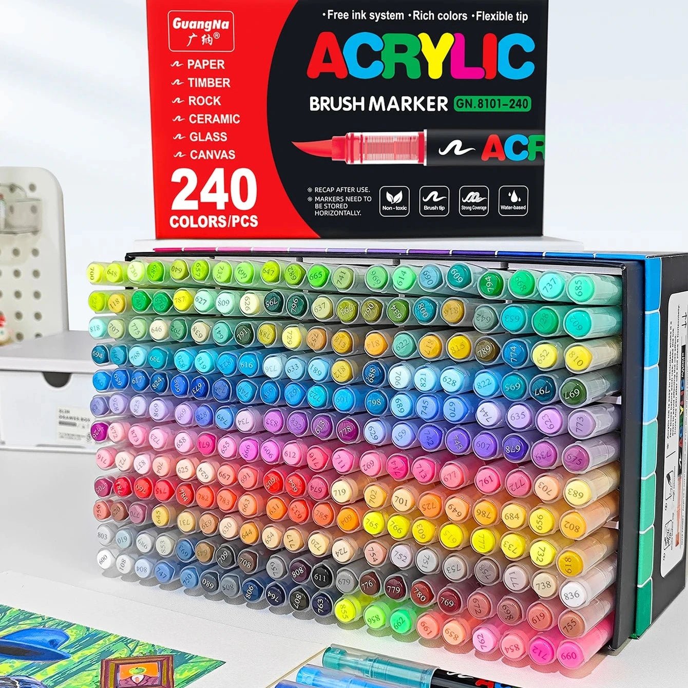 Marqueurs acryliques 240/288 couleurs - Mains Créatrices