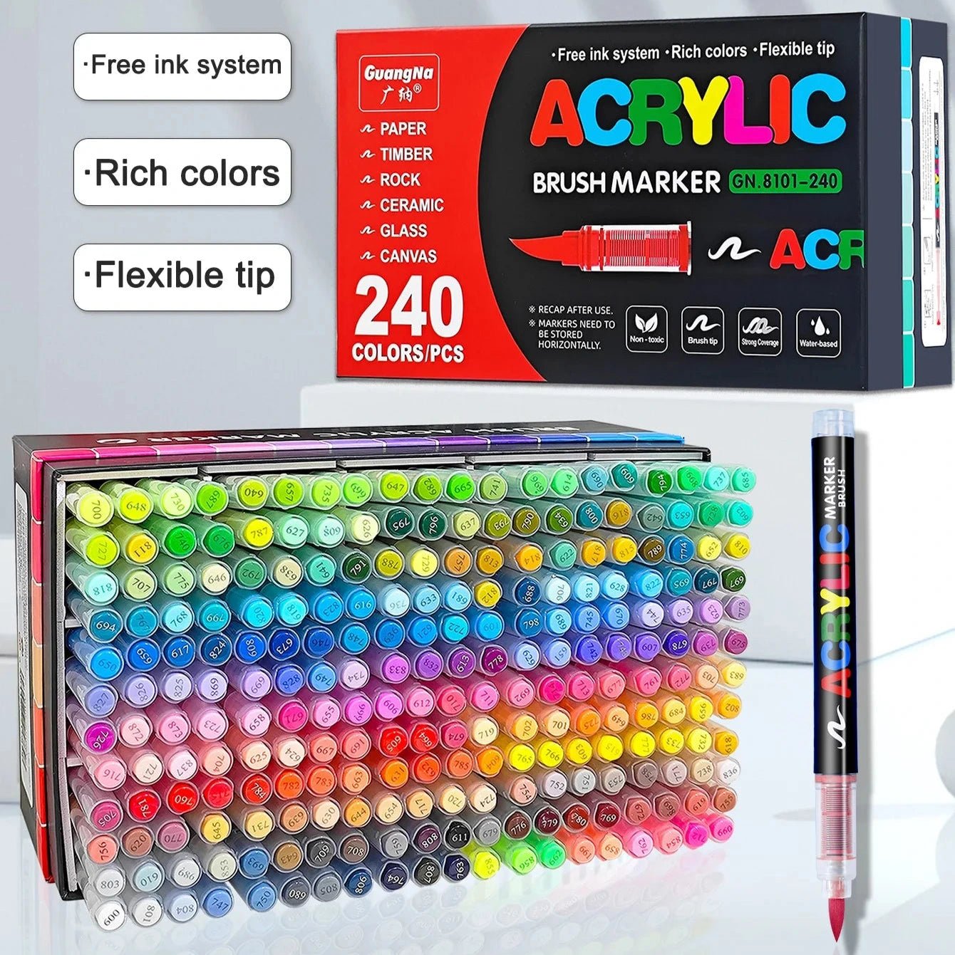 Marqueurs acryliques 240/288 couleurs - Mains Créatrices