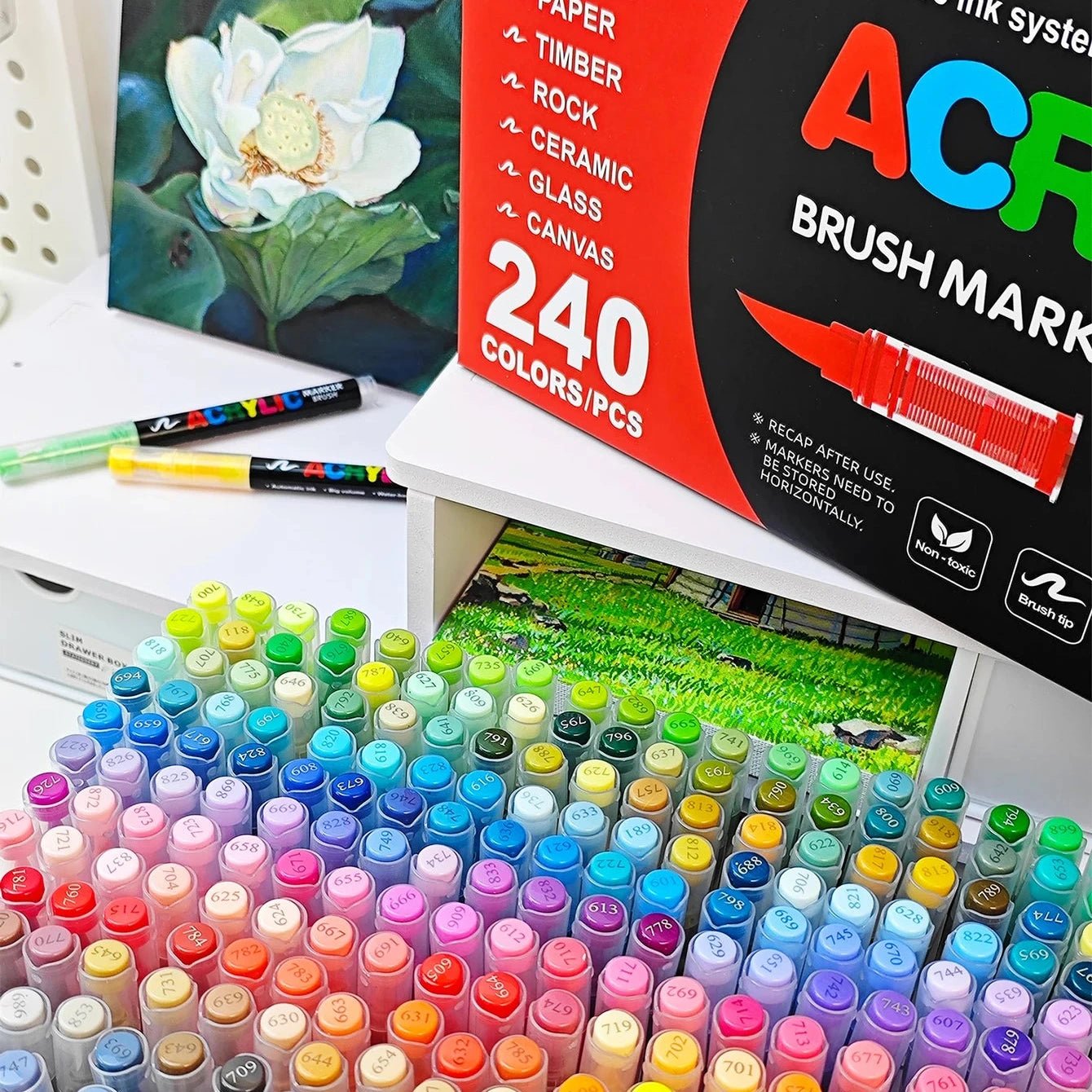 Marqueurs acryliques 240/288 couleurs - Mains Créatrices