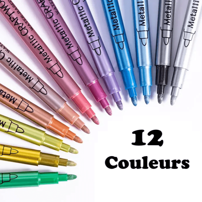 Marqueurs métalliques 12 couleurs multi - surfaces - Mains Créatrices