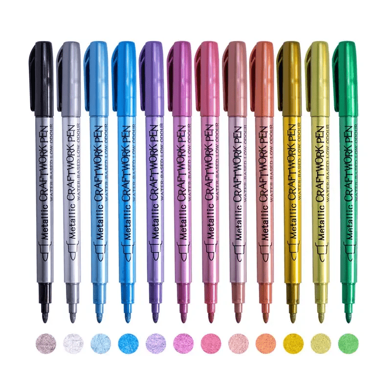 Marqueurs métalliques 12 couleurs multi - surfaces - Mains Créatrices