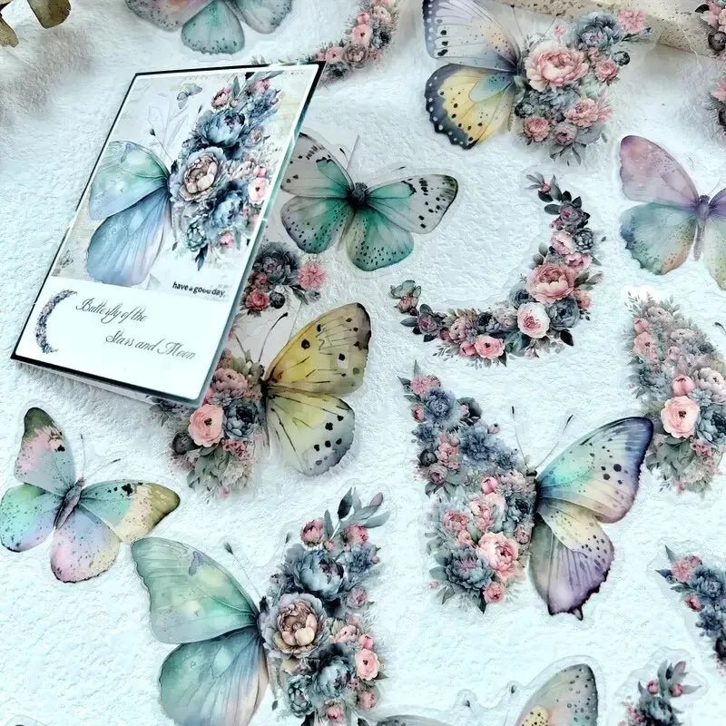 Pack 30 stickers décoratifs papillons et fleurs - Mains Créatrices