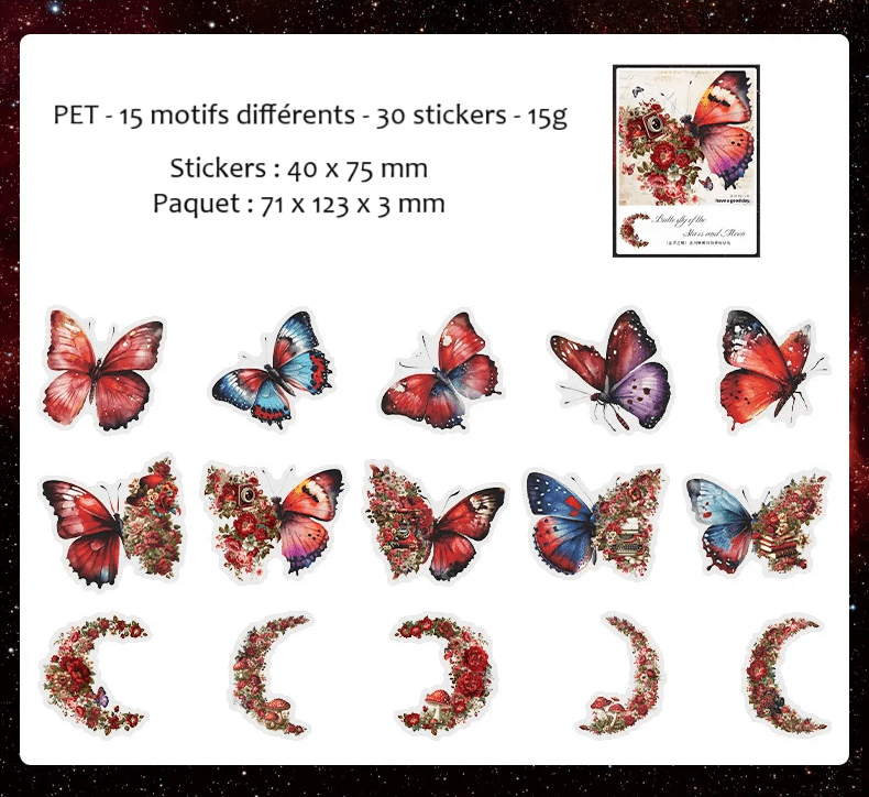 Pack 30 stickers décoratifs papillons et fleurs - Mains Créatrices