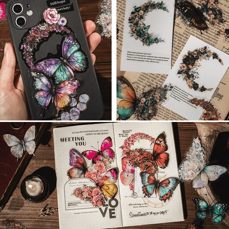 Pack 30 stickers décoratifs papillons et fleurs - Mains Créatrices