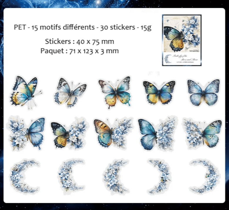 Pack 30 stickers décoratifs papillons et fleurs - Mains Créatrices