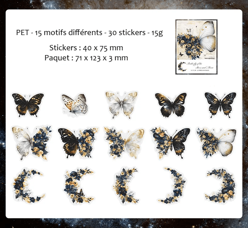 Pack 30 stickers décoratifs papillons et fleurs - Mains Créatrices
