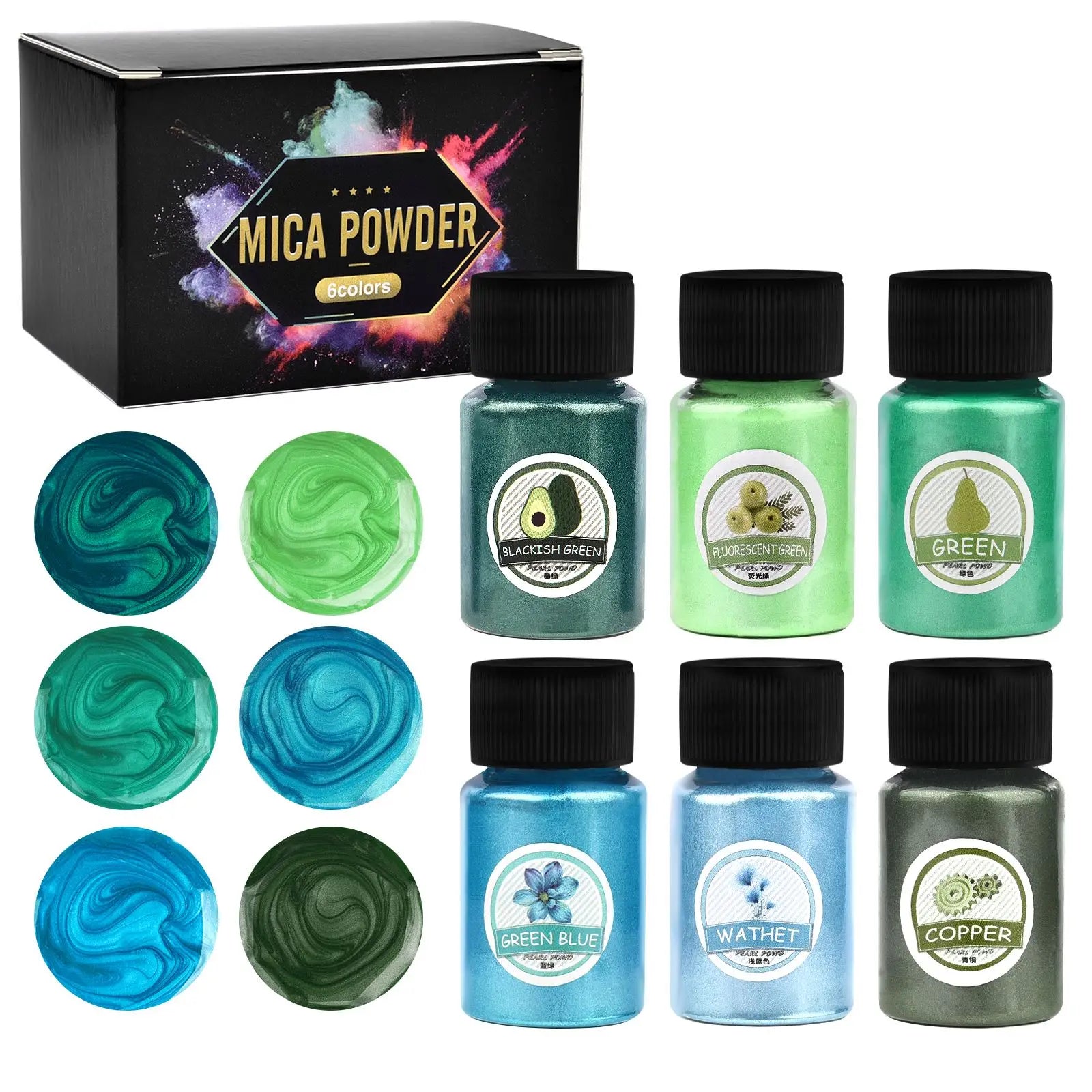 Pigments nacrés pour résine époxy – Set de 6 flacons 20ml - Mains Créatrices
