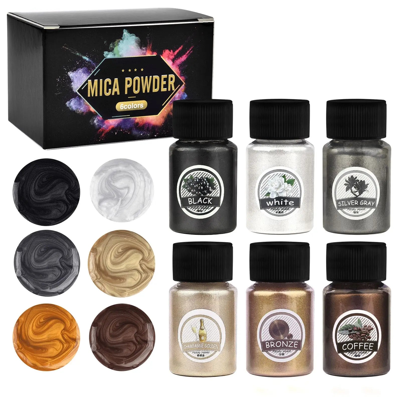 Pigments nacrés pour résine époxy – Set de 6 flacons 20ml - Mains Créatrices