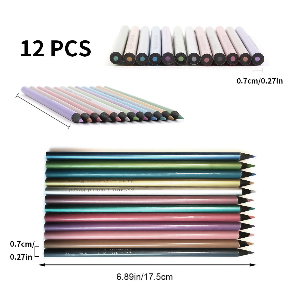 Set 12 crayons de couleur métalliques – dessin et coloriage créatif - Mains Créatrices