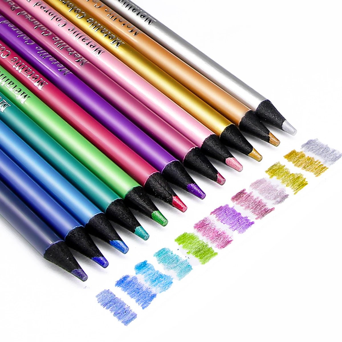 Set 12 crayons de couleur métalliques – dessin et coloriage créatif - Mains Créatrices