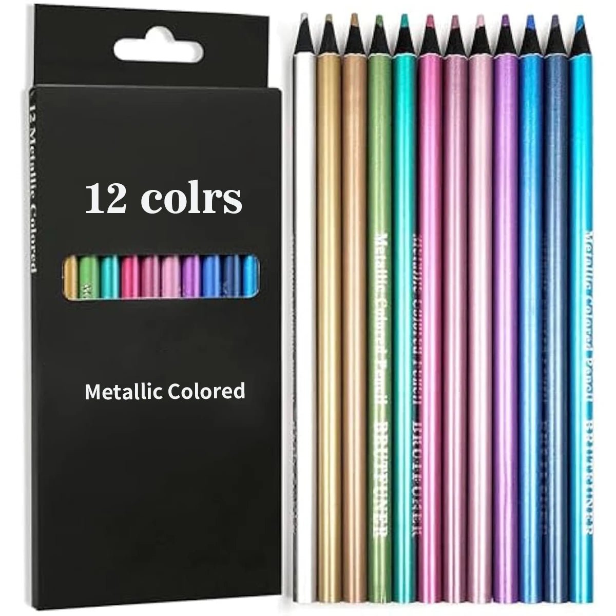 Set 12 crayons de couleur métalliques – dessin et coloriage créatif - Mains Créatrices