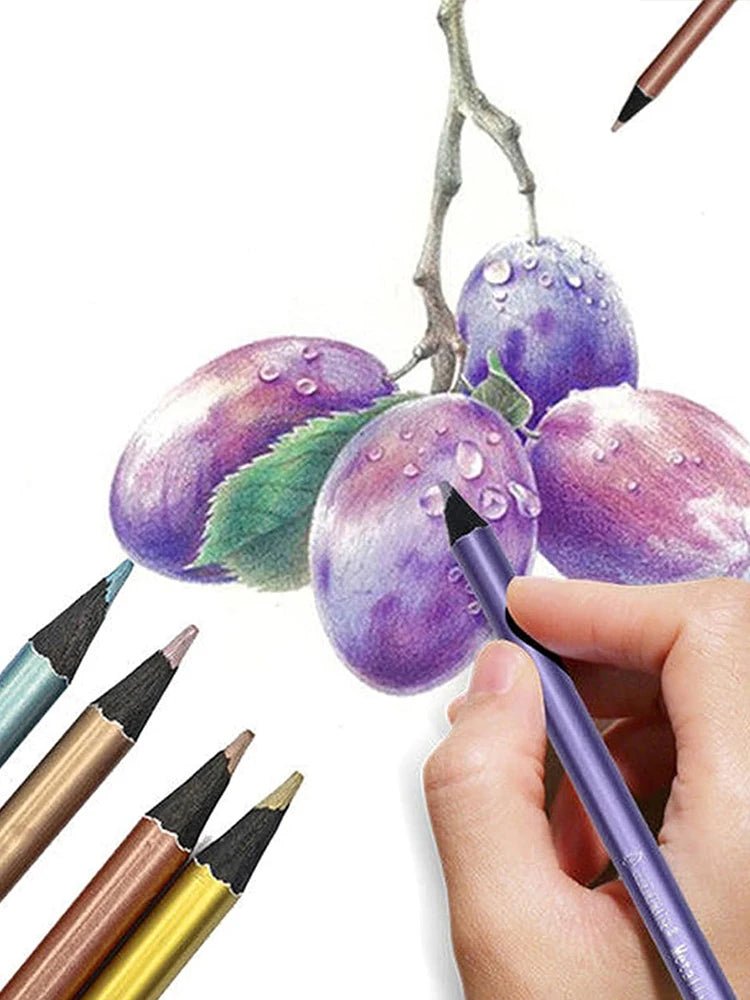 Set 12 crayons de couleur métalliques – dessin et coloriage créatif - Mains Créatrices
